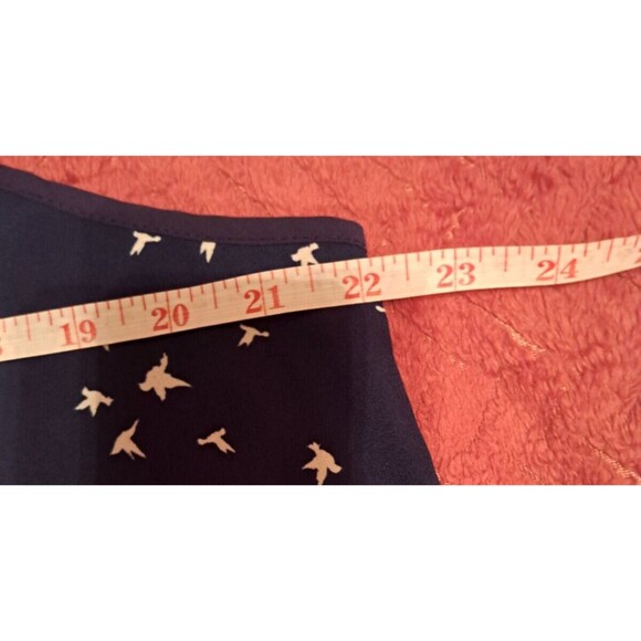 NWT Papermoon Womens Bird Print Top with Keyhole Neckline Blue Blouse Size Large - Picture 6 of 9